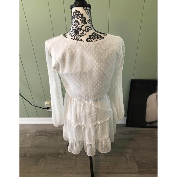 White sheer longsleeve Dress - Picture 3 of 4